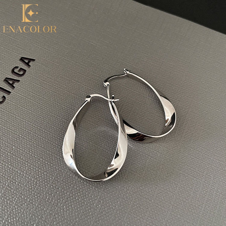 Enacolor Simple Elliptic Geometric Ear Buckle Earrings for Women Accessories Jewelry New
