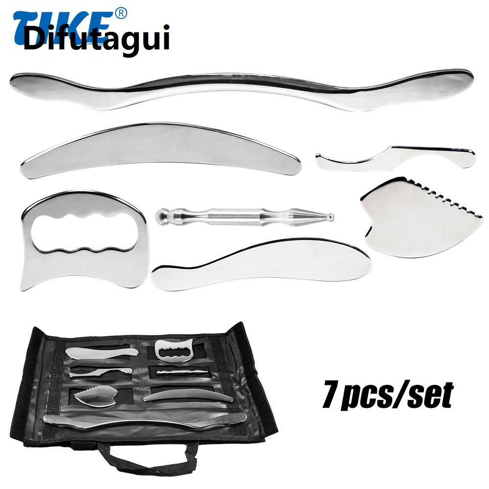 Difutagui 2025 New 1/4/7 Pcs Great Stainless Steel Gua Sha Scraping Massage Tool Set for Back, Legs, Arms, Neck, Shoulder and Whole Body Acupoints