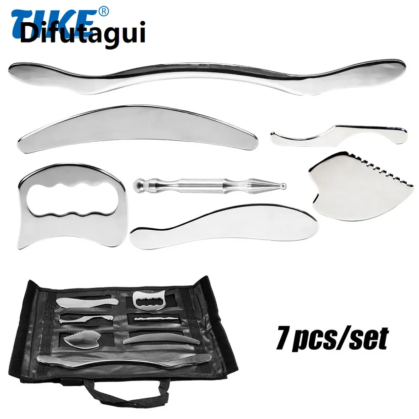 Difutagui 2025 New 1/4/7 Pcs Great Stainless Steel Gua Sha Scraping Massage Tool Set for Back, Legs, Arms, Neck, Shoulder and Whole Body Acupoints