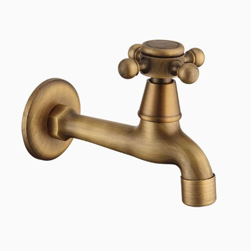 Antique Brass Faucet Wall Mounted Single Faucet Tap Single Cold Water