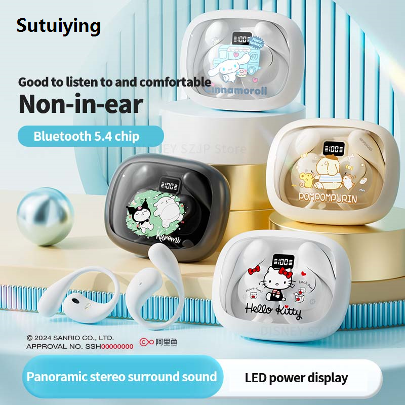 Sutuiying Sanrio Open Wireless Earphones X36 Kuromi Bluetooth 5.4 Headphone Original Cute Hello Kitty Wireless Headsets Noise Reduction Low Latency