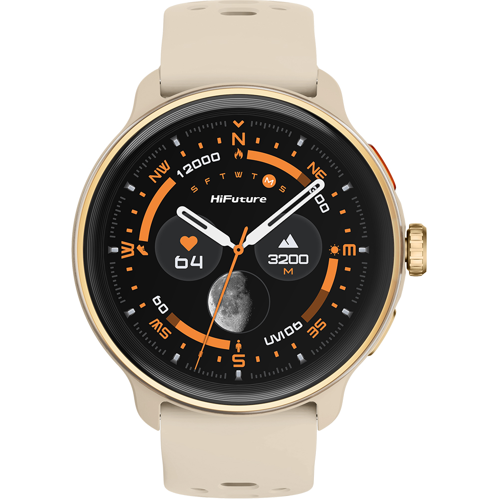 HiFuture Vela Smartwatch | Built-in Compass And GPS | 1.43" Super AMOLED Display With Next Gen CPU | 5 ATM Waterproof | 2GB Memory For Music Storage | Supports Personalized Video Dials | Aluminum Body | Voice Assistant | Powered By Syntra AI - lanizHub