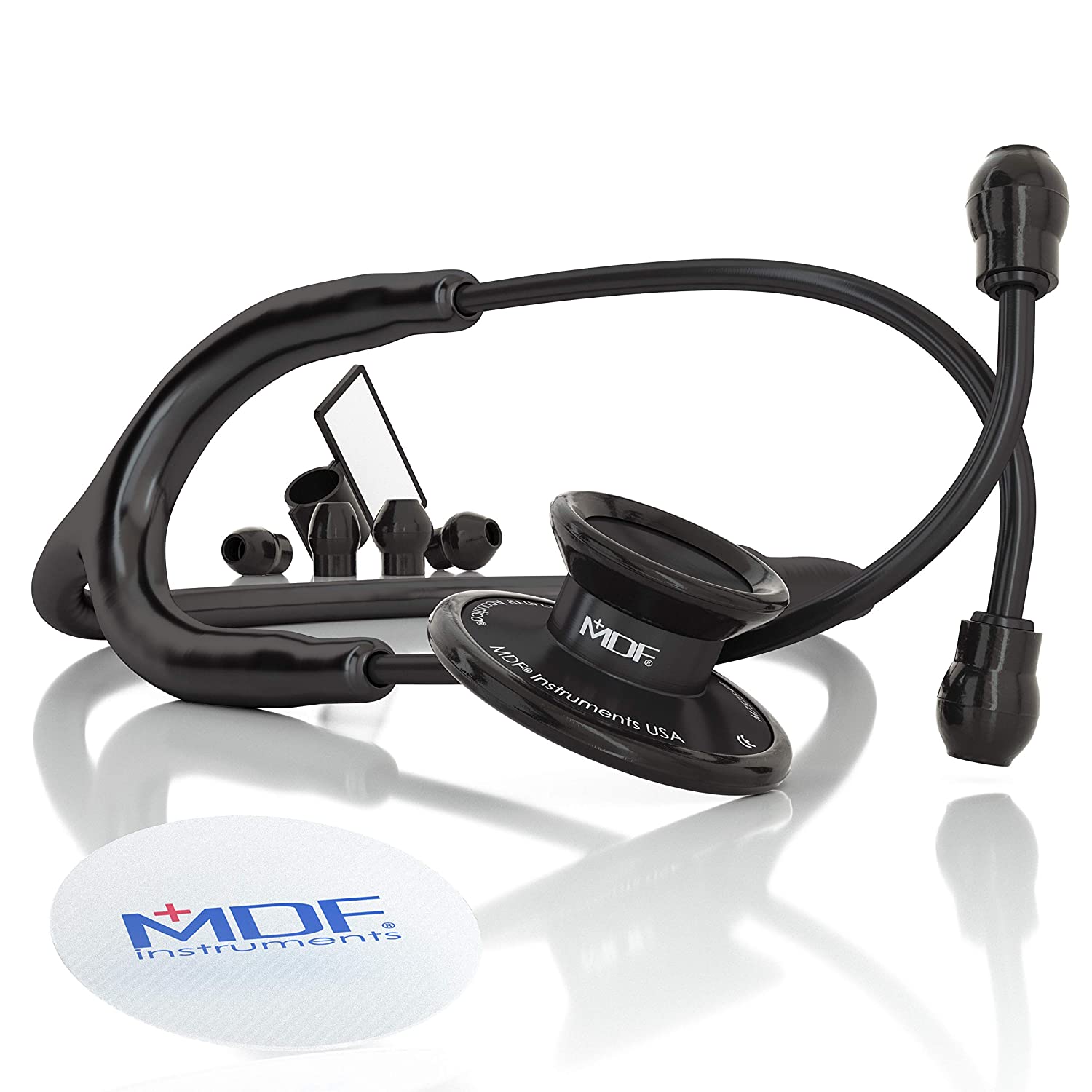 MDF Instruments MDF747-BO Dual Head Stethoscope Free Parts For LIfe (All Black)