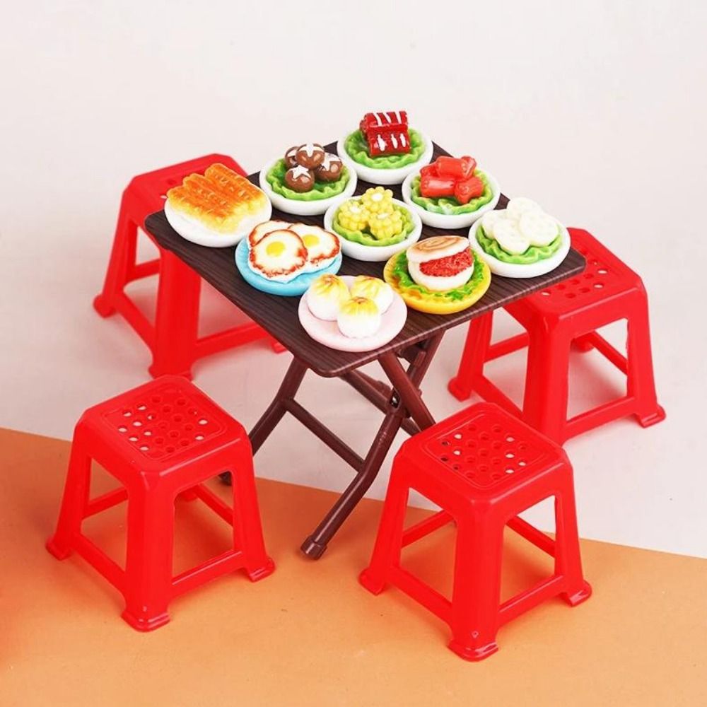 1Set New Multistyles Dining Table Furniture Table Plastic MIni Home Model 1:12 Dollhouse Miniature Doll House Accessories