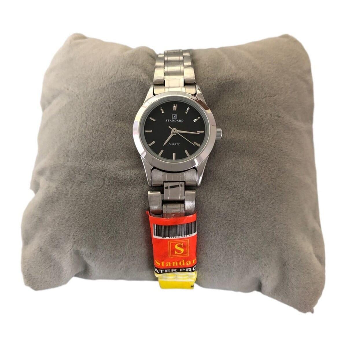 Standard Round Small Dial Black Dial Quartz Movement Casual & Fashion Stainless Steel Wristwatch For Women