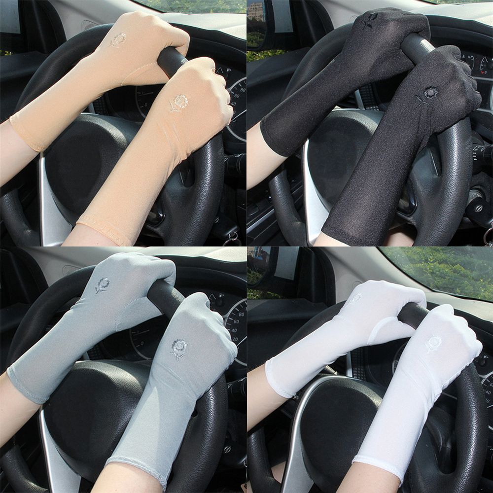 【Free shipping】 Summer Spring Slip Resistant Mid-long Driving Gloves Anti UV Sunscreen Gloves Etiquette Gloves