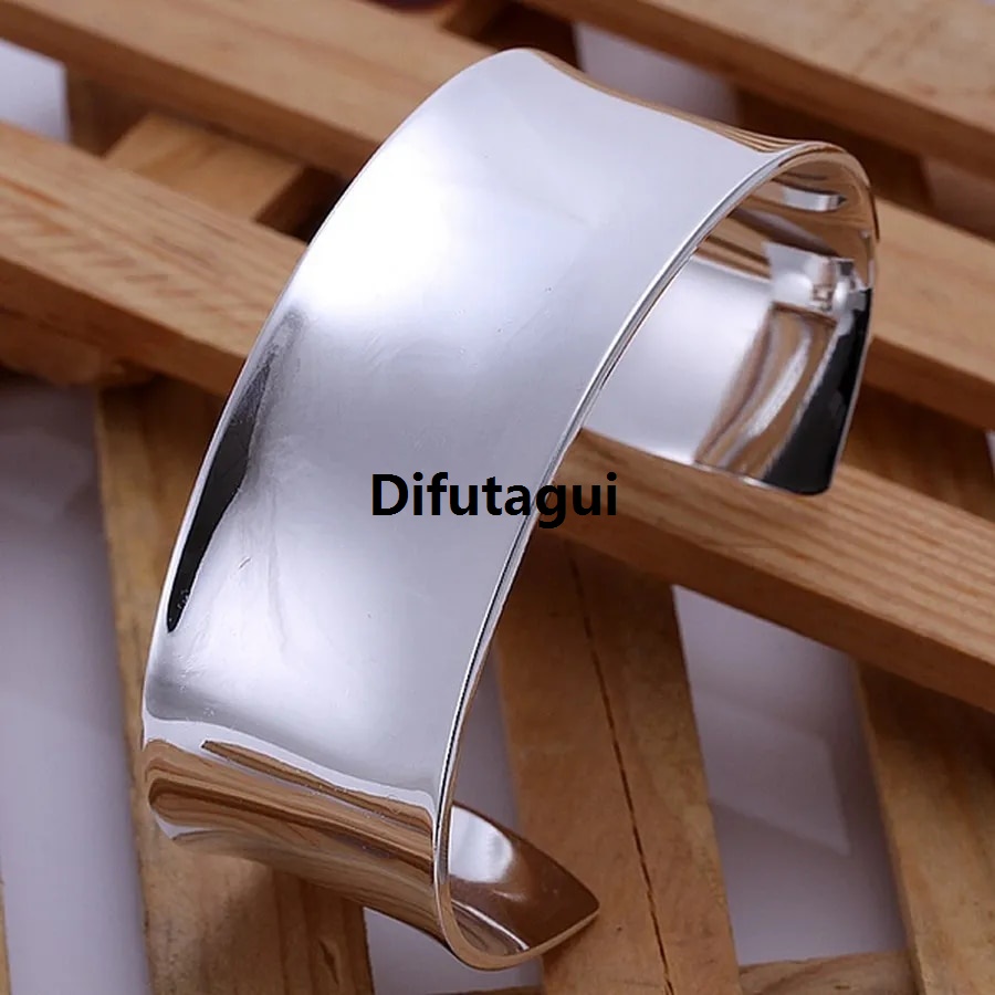 Difutagui Special discounts 925 Sterling Silver Bracelet High Quality Portable Fashion Women Solid Lady Bangle Jewelry Charm Big Cuff Men