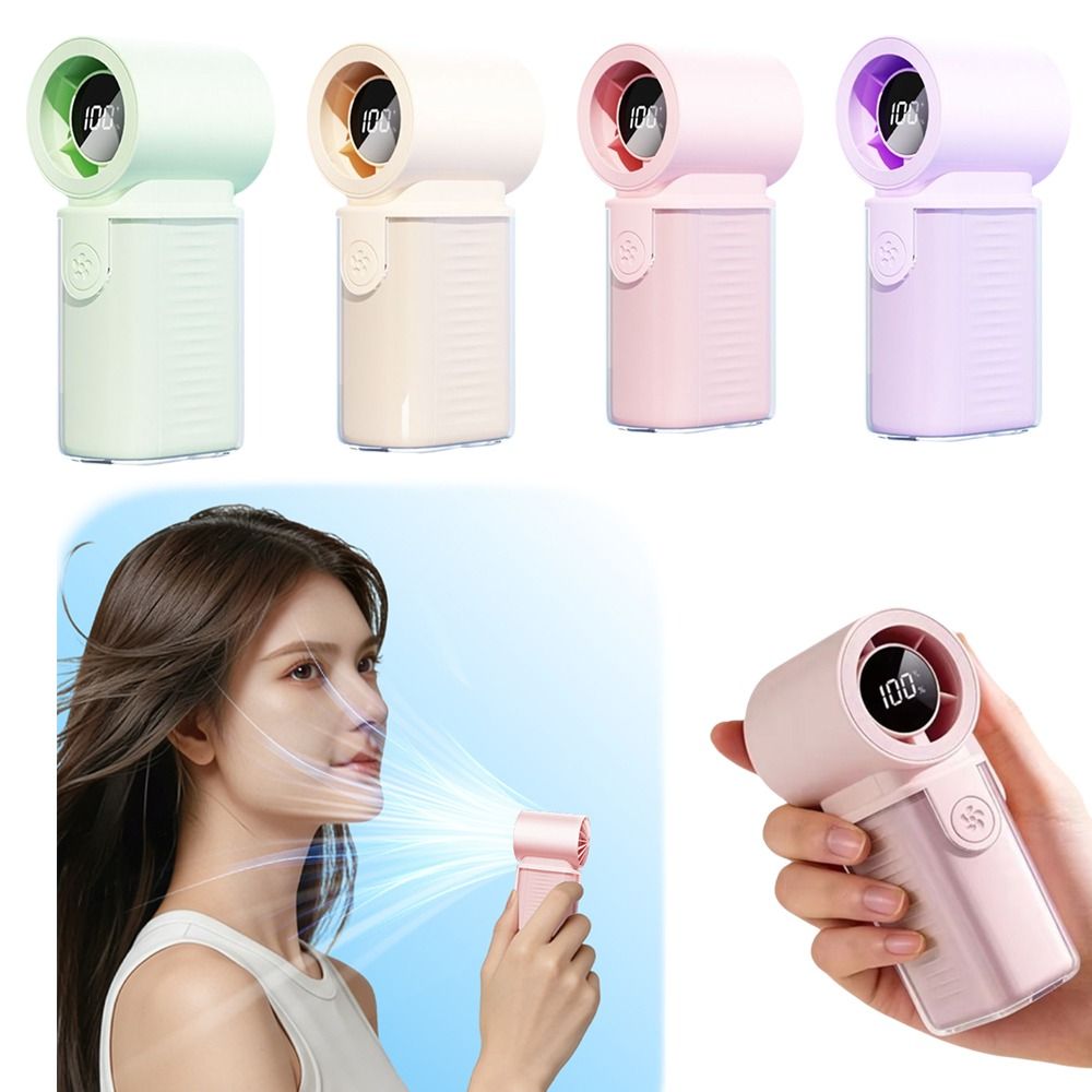 Mini 3000mAh Battery Mini Handheld Fan LED Display Rechargeable Portable Pocket Fan 5 Gear Wind High Speed Turbo Fan Gift
