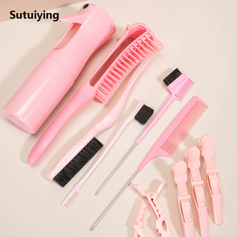 Sutuiying Detangling Brush 10 Pieces Hair Brush Set For Afro Curly Coily Long New Hair Knots Detangler Easy To Clean Hair Care Styling Tools