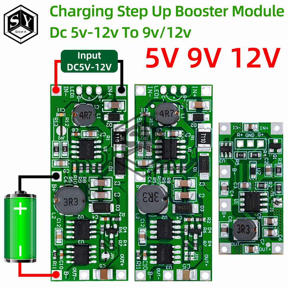 Wenefang DC 5V 9V 12V Charging Step Up Booster Module for 18650 Luxury Lithium Battery UPS Voltage Converter Protection