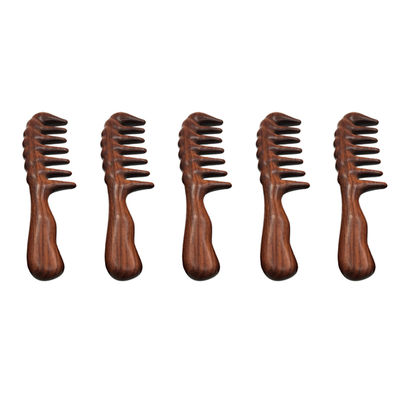 fasdaga 5X Hair Comb for Detangling - Wide Tooth Wood Comb for Curly Hair - No Static Natural Wooden Sandalwood Comb