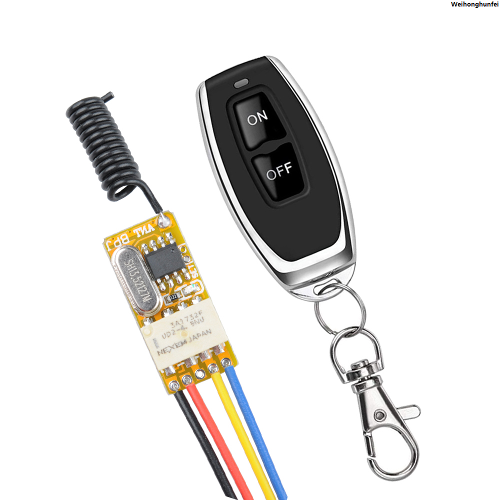 WeihonghunfeiFifty percent discount 3.7V Tiny RF Remote Control Switch 433Mhz 4.2V 5V 6V 9V 12V Small Relay Contact Wireless Switches NO COM NC Multi-functional