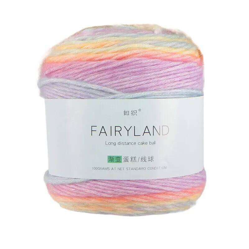 100g/Pc Gradient Cake yarn for hand knitting Crocheting colorful Medium Thick Section Dyed Cotton Wool rainbow Thread