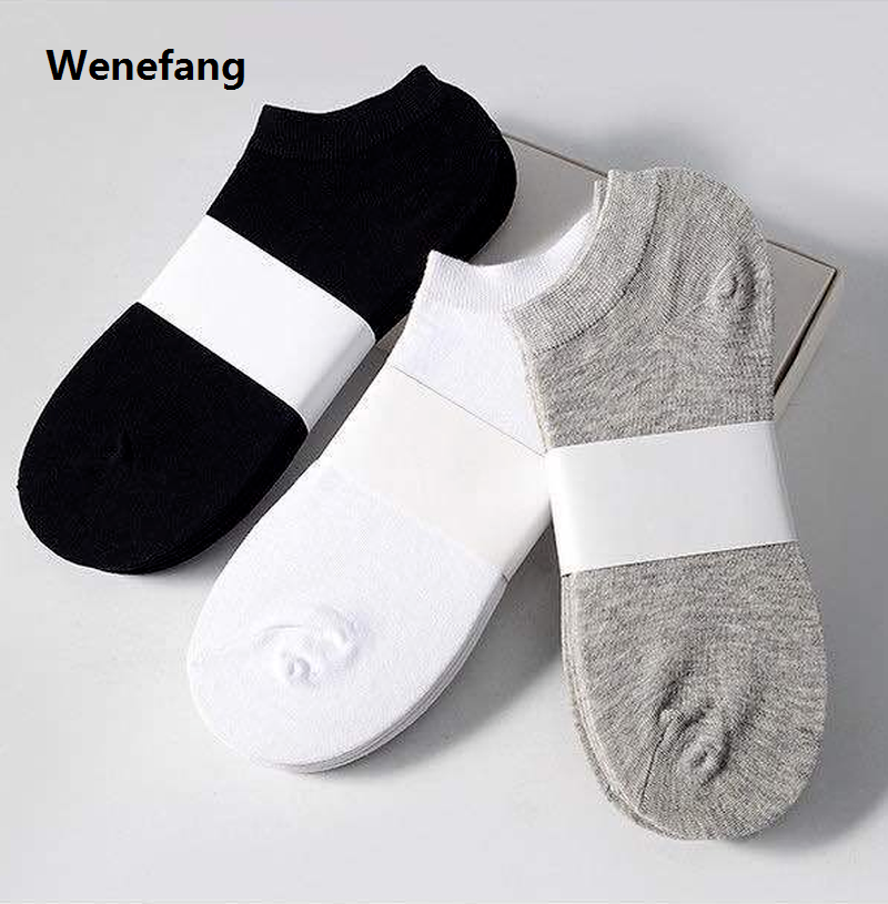 Wenefang 5Pair / Lot Fashion Happy Men Boat Socks Summer Autumn Non-slip Silicone Invisible Cotton Sports Socks Male Ankle Sock Slippers