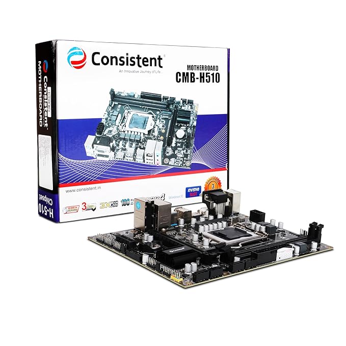 Consistent H510 Motherboard 10th, 11th, Gen DDR4 Slots for RAM,NVMe Slots and GMA 950 Integrated Graphic Card