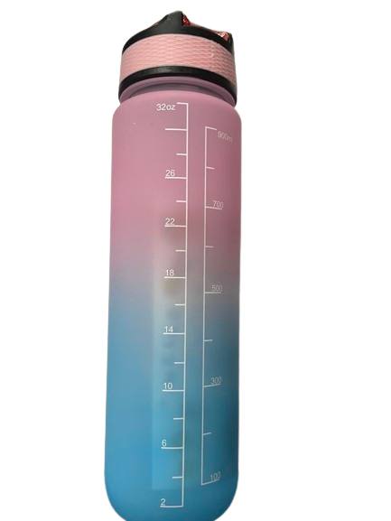 1 Pc Water Bottle With Straw, 900 ml, With Filter Time Marking Colour May Vary