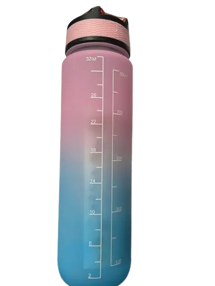3-in-1 Motivational Water Bottle with Time Marker & Straws - Color May Vary