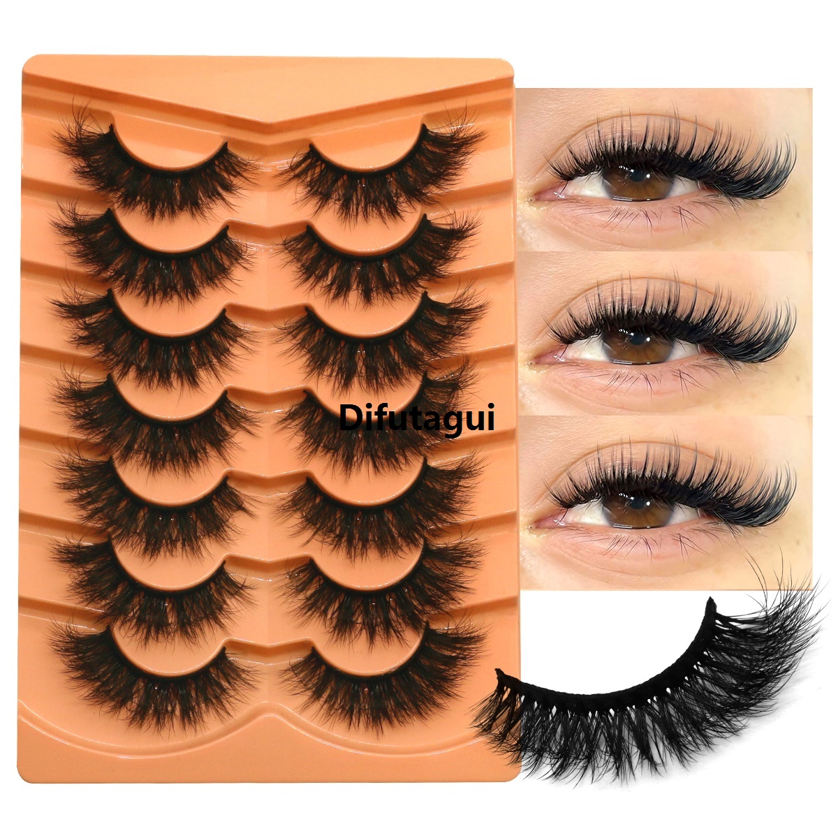 Difutagui New 5 Pairs Fluffy Thick Lashes Russian Strip Lashes Faux Profesional Mink Fluffy 3D Lashes Makeup Messy False Eyelashes