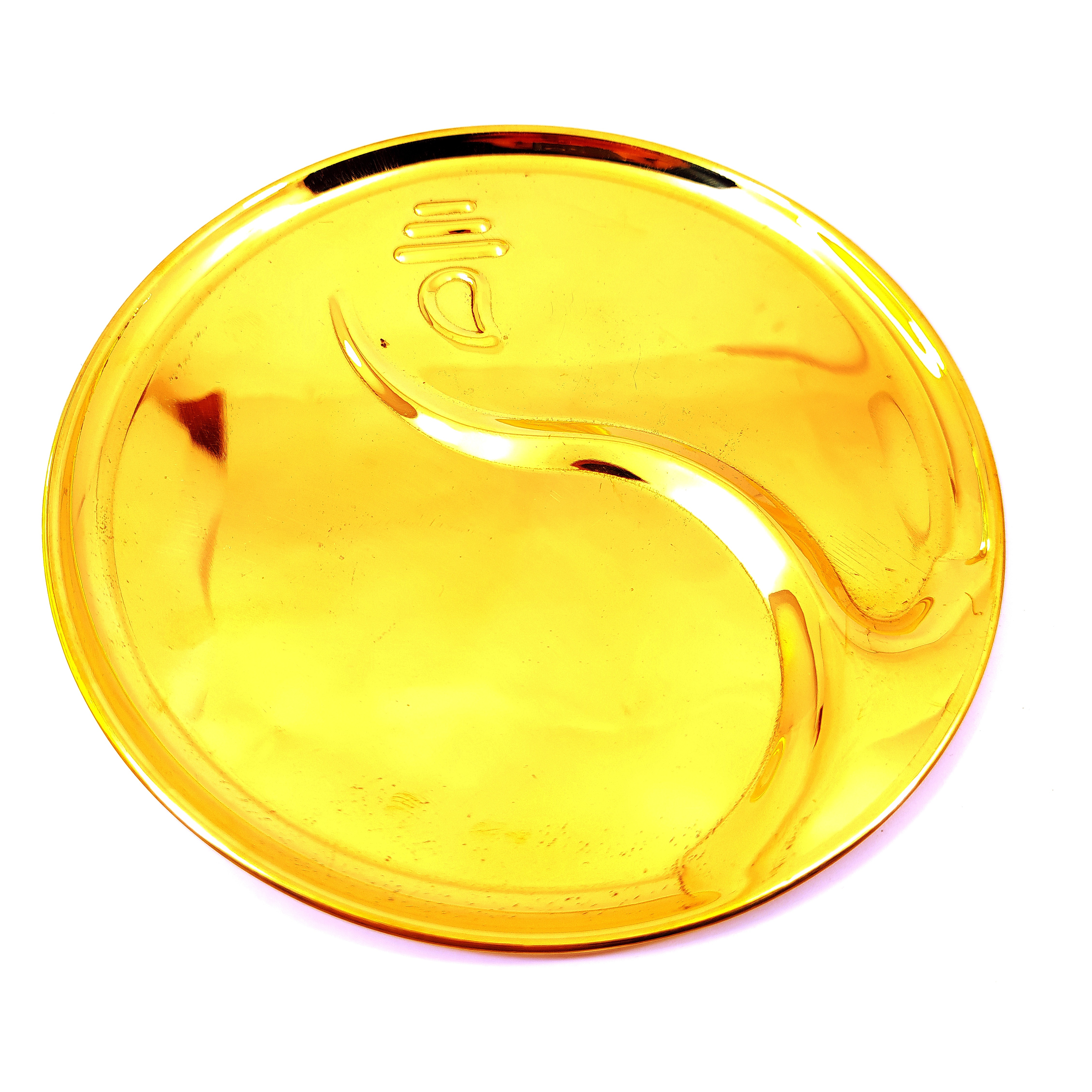 Golden Brass Puja Thali Ganesh JI Designed 22cm Pooja Thal Pital Poja Plate