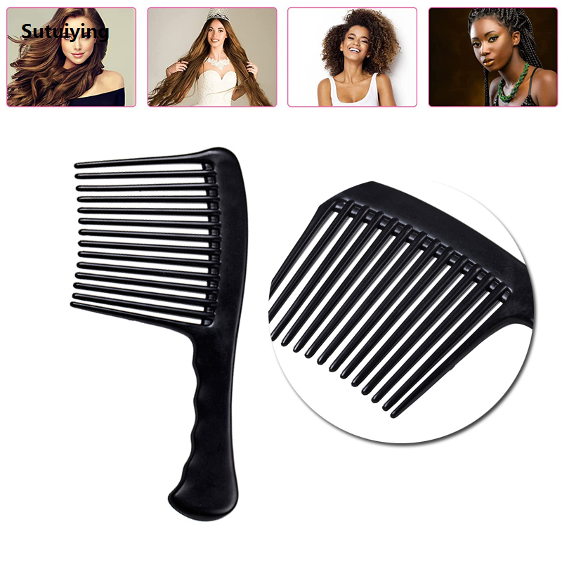 Sutuiying 1Pc Strong Plastic Hairdress Thick Wide Tooth Comb Heat Resistant Woman Wet Hook Curly Hair Brushes Hair Styling Beauty Tools