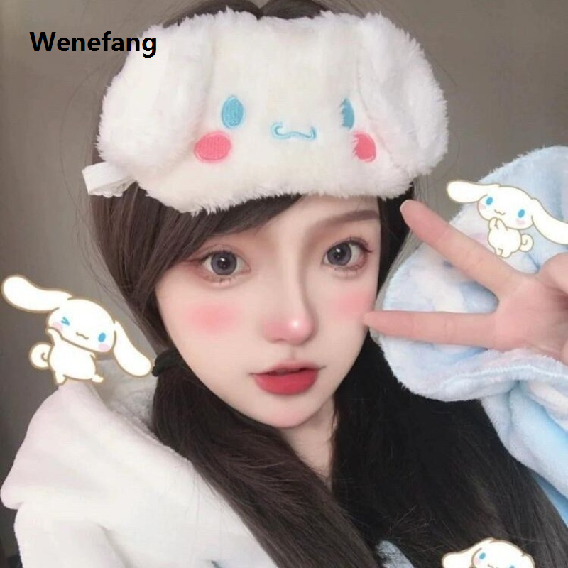 Wenefang Kawaii Sanrio Cinnamoroll Plush Eye Mask Anime Cinnamoroll Fashion Blackout Eye Mask Lunch Break Sleep Ladies Eye Protection
