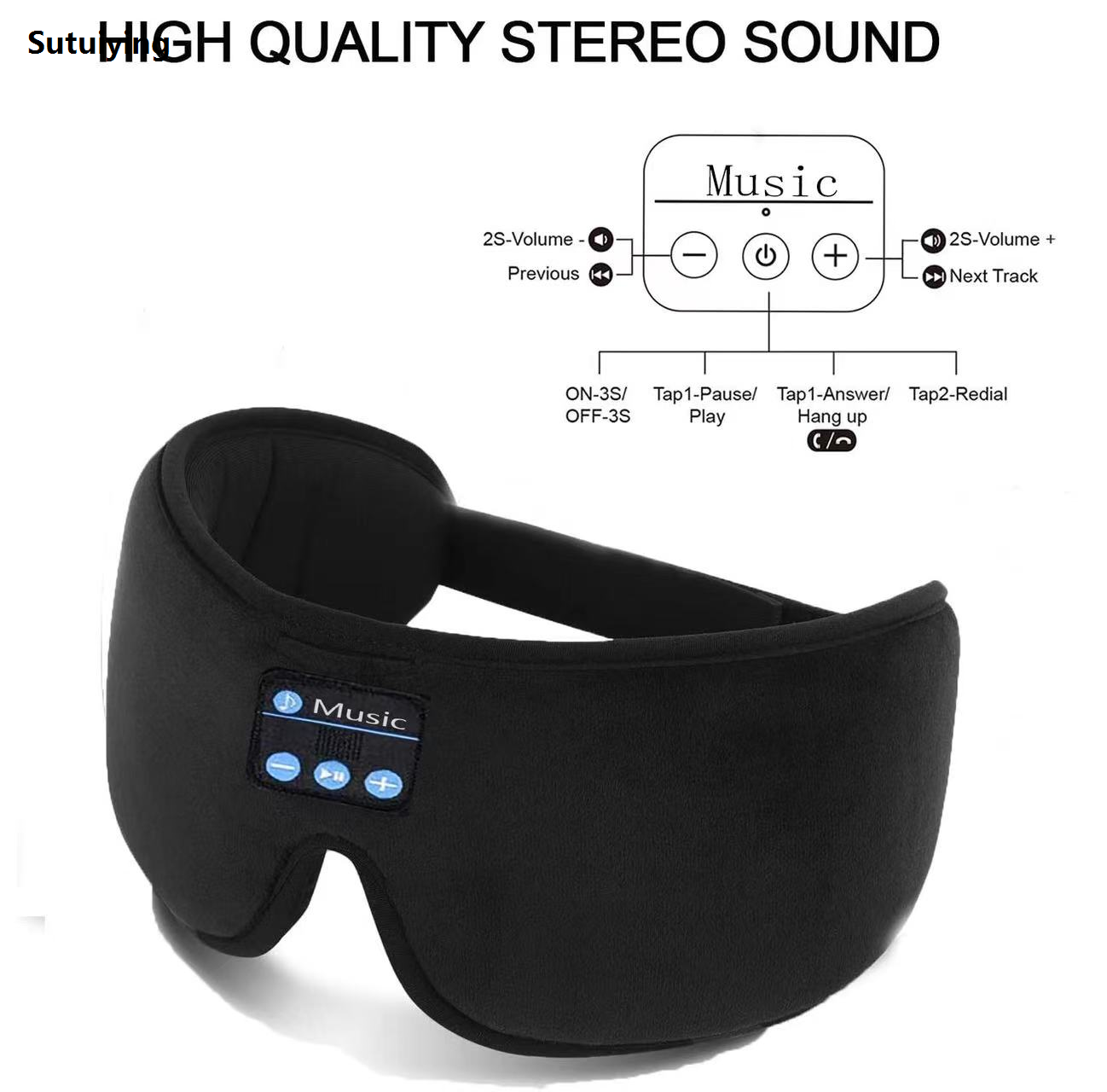 Sutuiying Sleep Headset 3D 5.0 Headset Wireless Talk Binaural Stereo Fashion Sleep Artifact Breathable Music Eye Mask Mask Light Gift