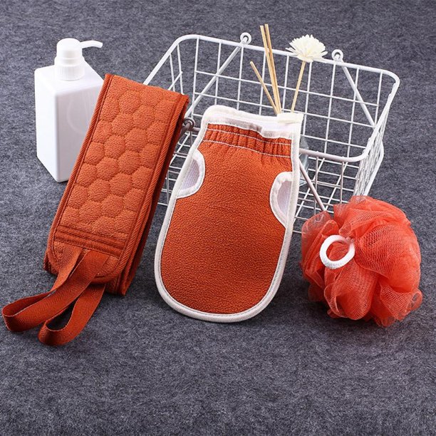 3Pcs/Set Bath Set Double-Side Bath Towel Strong Rubbing Mud Glove Bath Towel Set Washing Towel Set Body Scrub Deep Cleaning Tool