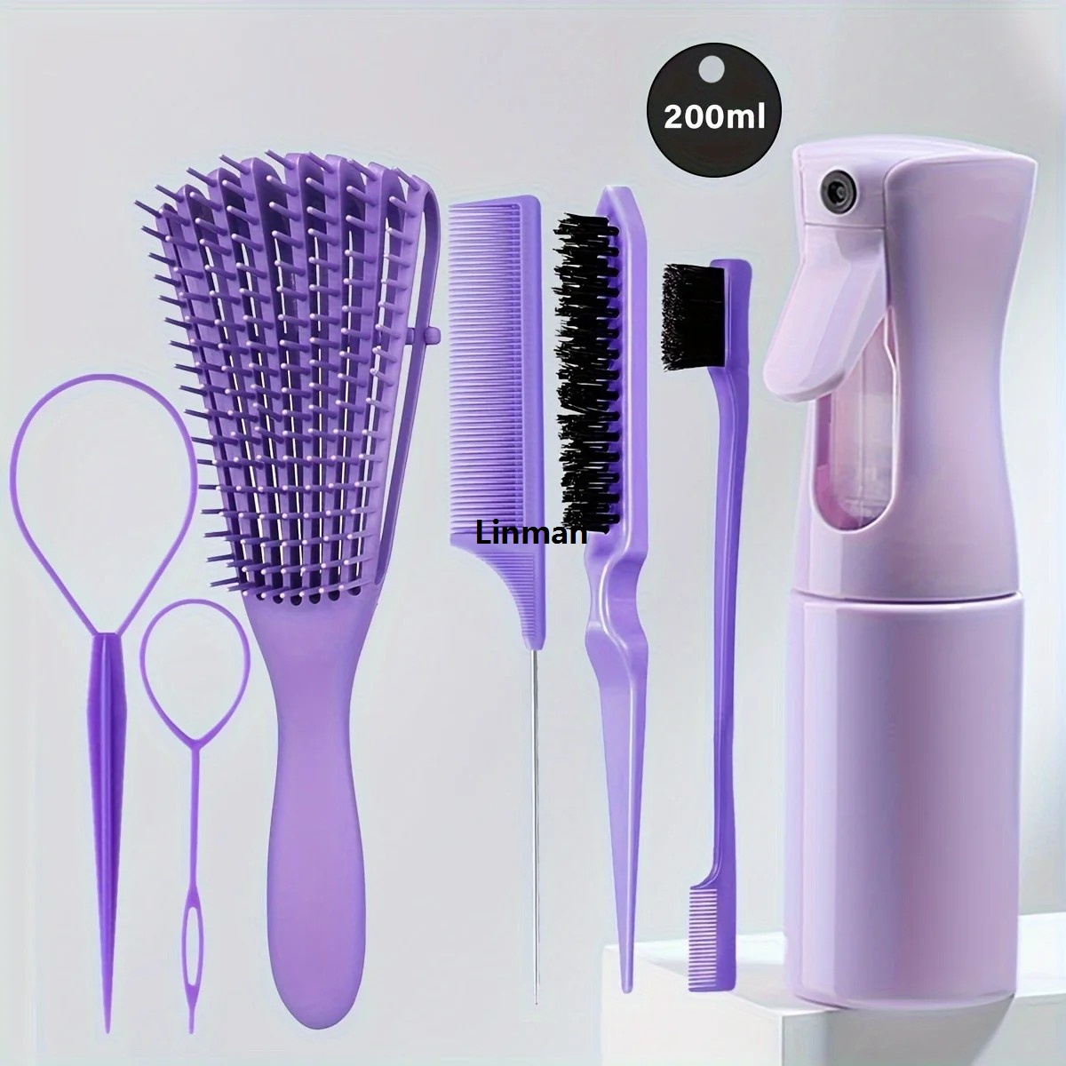 Linman 5-Piece Hair Styling Tools Set for Curly/Normal Hair Unisex ASales promotion dult Unscented Hair Care Kit with Octopus Detangler Brush Comb