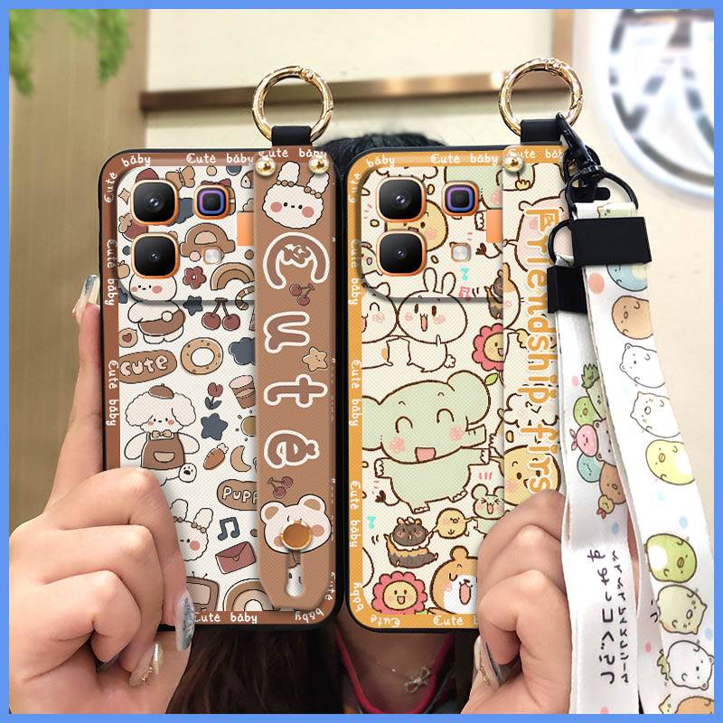 Protective Cute Phone Case For infinix Note60 Pro 5G/X6878 Anti-dust Ring Wristband Durable Phone Holder Dirt-resistant