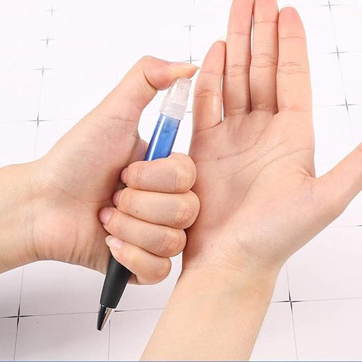 3-in-1 Multi-Function Ballpoint Pen - Hand Sanitizer Spray, Perfume Mist Sprayer & Refillable Rubber Grip for On-the-Go Hygiene & Freshness, Color Assorted