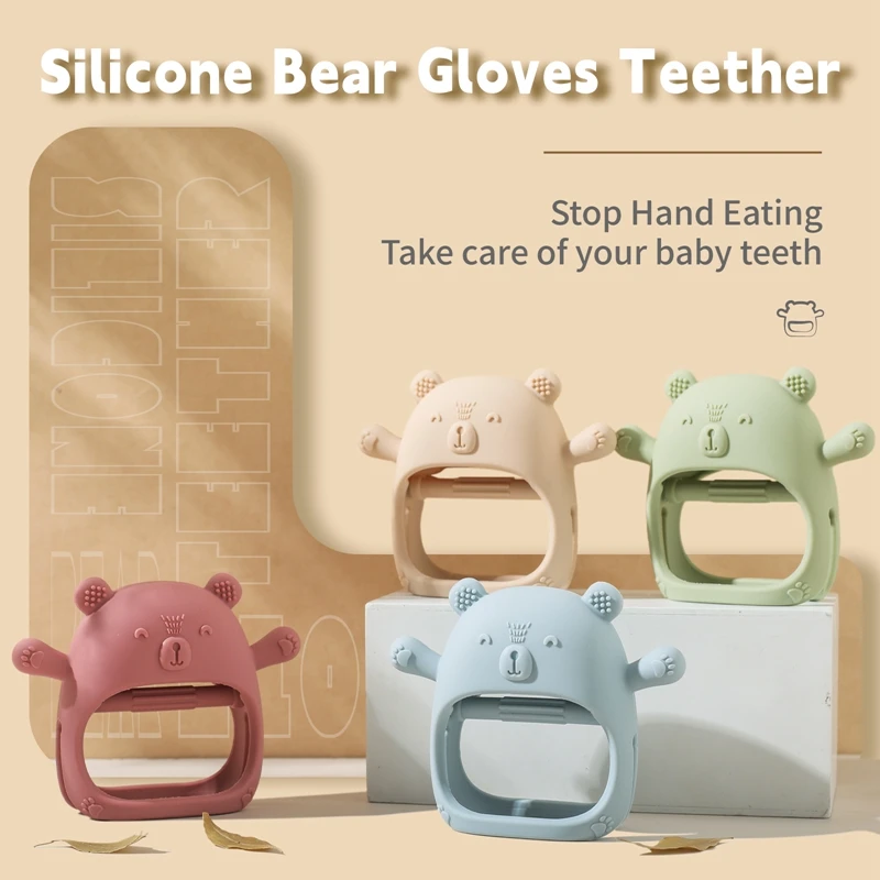 Wenefang Fashion Baby Silicone Teether Gloves Toys BPA Free Silicone Soft Soothing Dental Care Gums Anti-eating Hand Molar Toys Baby Accessories