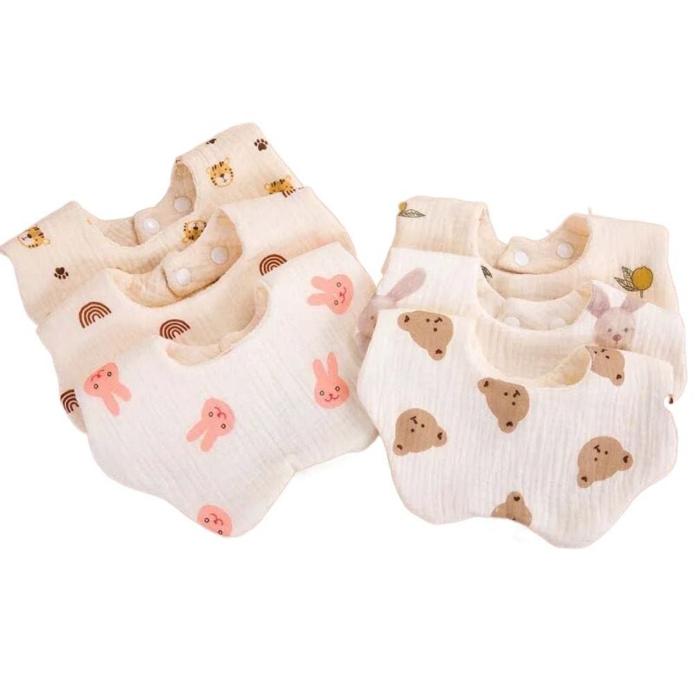New Soft Pure Cotton Baby Bib Six-layer Absorbent Infant Bib 360 Rotatable Baby Drool Bibs Daily Use