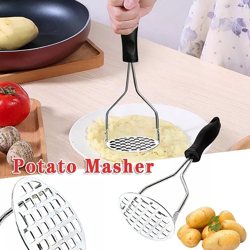 Masher With Rubber Handle Heavy Duty Stainless Steel Smashed Potato Tools Soft Grip And Non-slip Handle Food Masher