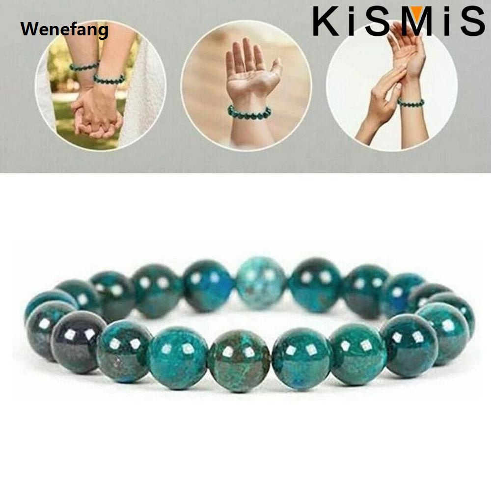 Wenefang KISMIS 1PC Malachite Stone Jewelry Women Men Crystal Green Gemstone Round Beads Stretch Fashion Bracelet