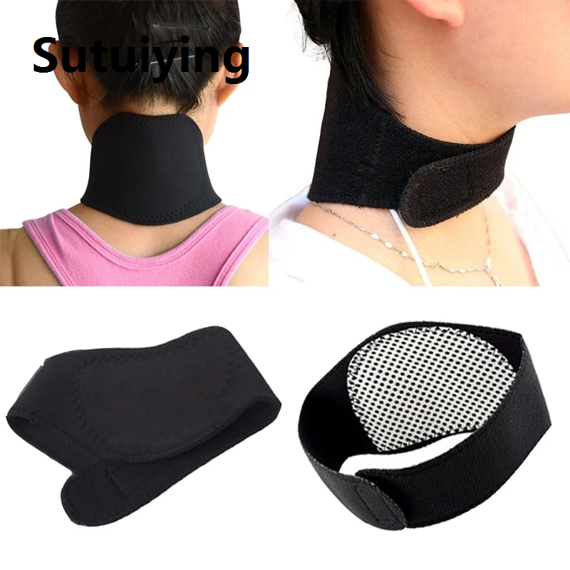 Sutuiying 1Pc Self-heating Tourmaline Neck Magnetic Therapy Support Tourmaline Belt Wrap Brace Pain Relief Cervical Vertebra Protection