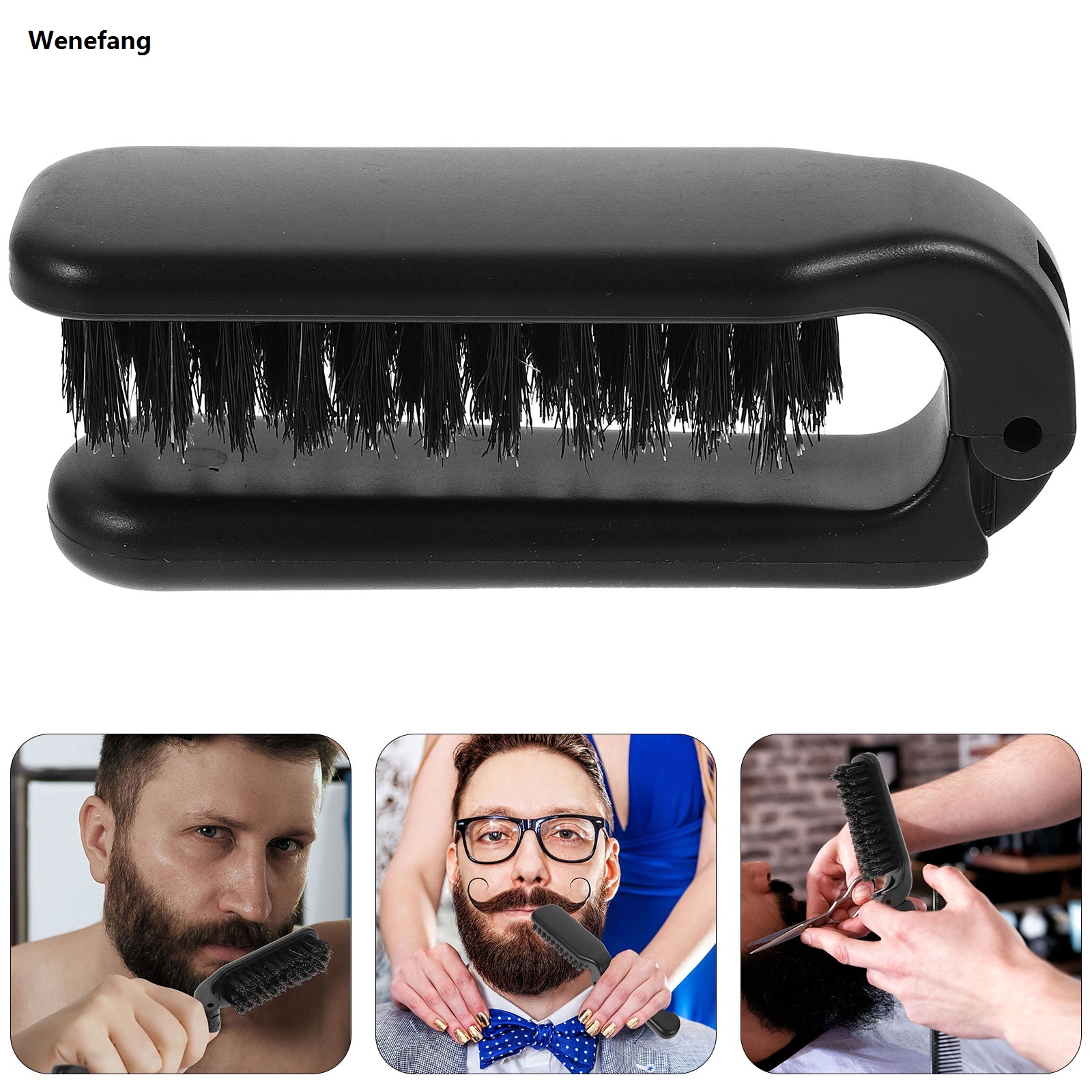 Wenefang Beard Folding Brush Detangling Pocket Mustache Cleaning Boar Bristles Grooming Abs Styling Travel Mini Hair