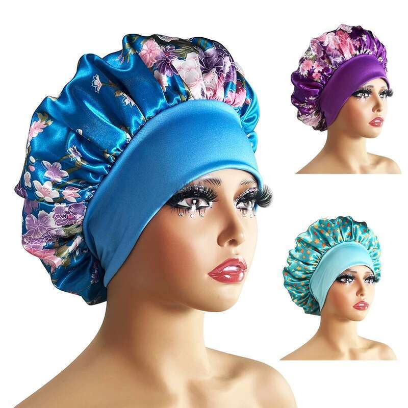 1Pc Small New Women Satin Bonnet Hair Single Layer Adjust Sleeping Cap Round Nightcap Head Wrap Shower Caps
