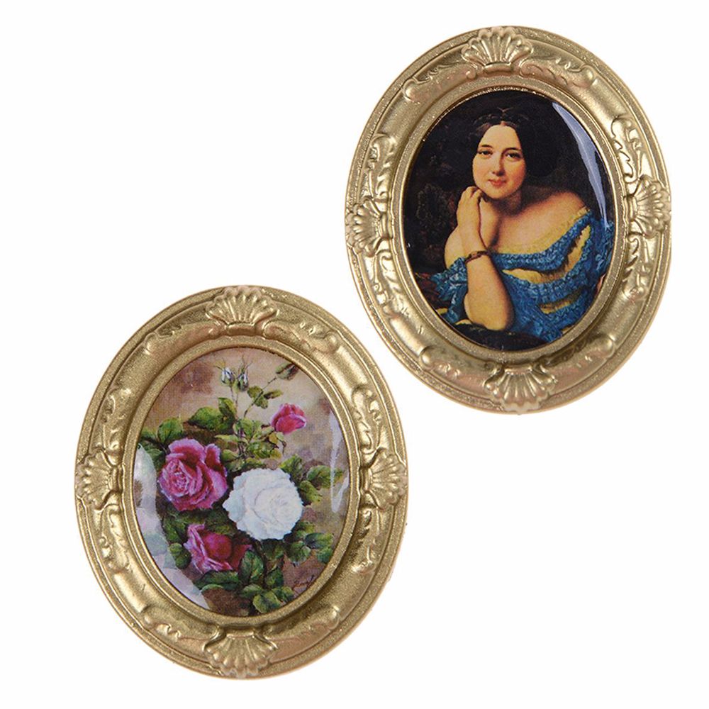 2PCS New Cute Kids Toy Miniature Framed Doll Accessories 1:12 Dollhouse Decor Mini Wall Painting