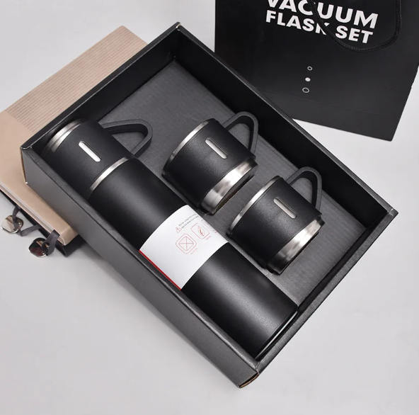 MRR Smart Choice Premium 500ml Stainless Steel Vacuum Flask Gift Set | Insulated Thermos Bottle with Leakproof Cups | Hot & Cold Water Bottle for Travel, Office, Camping, Coffee & Tea