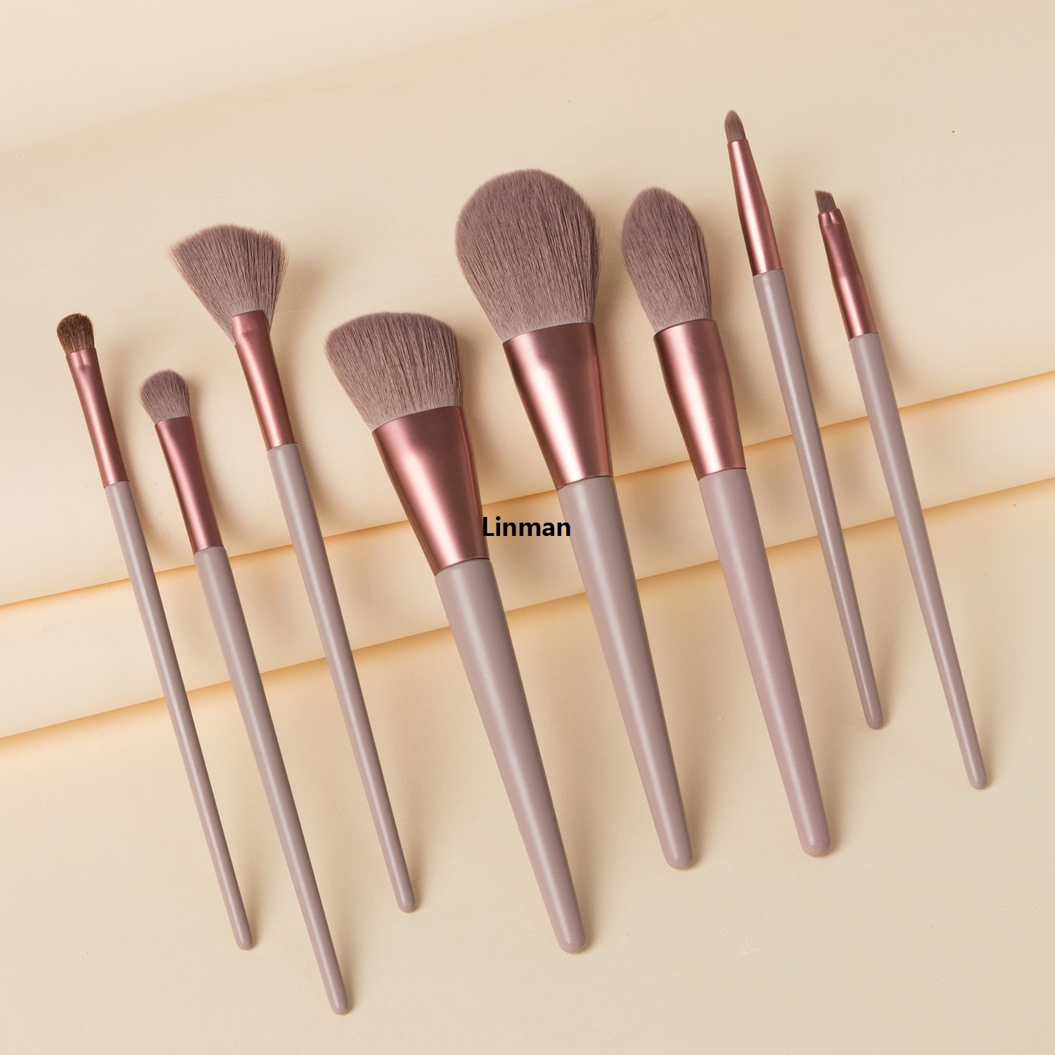 Linman 【Special Promotion 】8pcs/set Make Up Tool Makeup Brushes Set Cosmetic PowdFashion er Foundation Blush Highlight Eyebrow Brush Kit Horse Hair Eyeshadow Brush