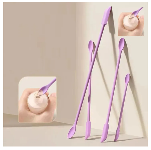 Kaira Store 1 Pcs Double-Headed Scraper Silicone Small Tip Spatula Cosmetics Foundation Cream Mini Dig Spoon Makeup Tools