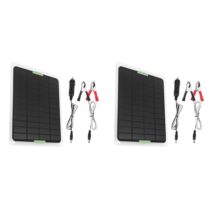 FORIDE 2X 20W Solar Panel 12V/5V USB2.0 Solar Car Charger Outdoor Portable Monocrystalline Silicon Flexible Solar Panel