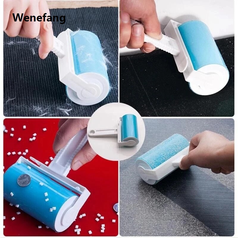 Wenefang transparent bag Reusable Clothes Lint Remover Pet Cats Hair Remover Brushes Washable Clothing Hair Sticky Roller Home Sofa Carpet Dust Collector