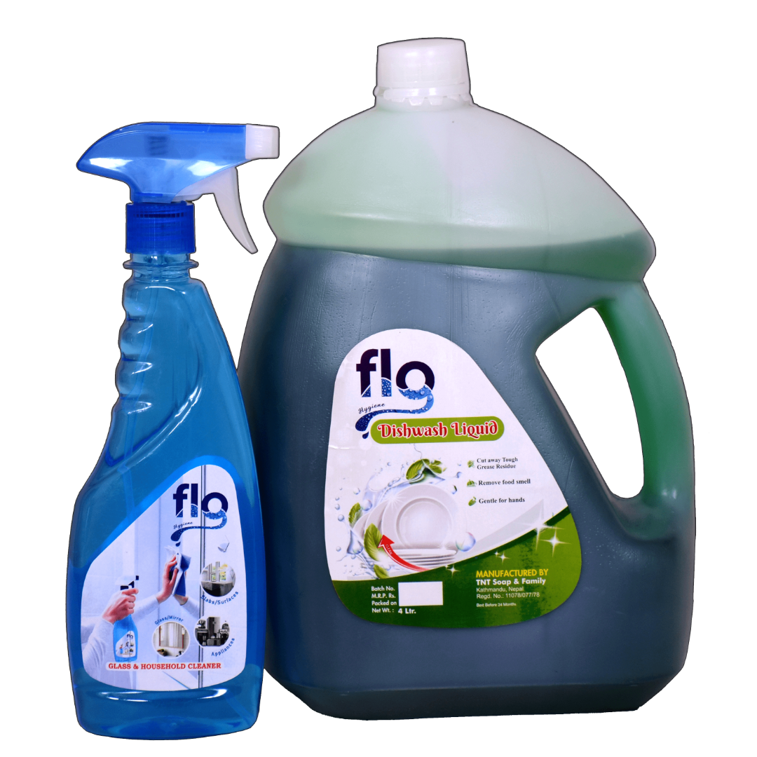 Flo Hygiene Dishwash with 500 ml Glass Cleaner