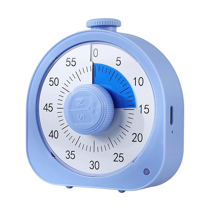 Visual Timer Rechargeable, 60 Minute Countdown Timer Clock for Kids, Silent Kitchen Timer Cooking Pomodoro Timer, Time Management Tool for Office, Meetings, Teaching