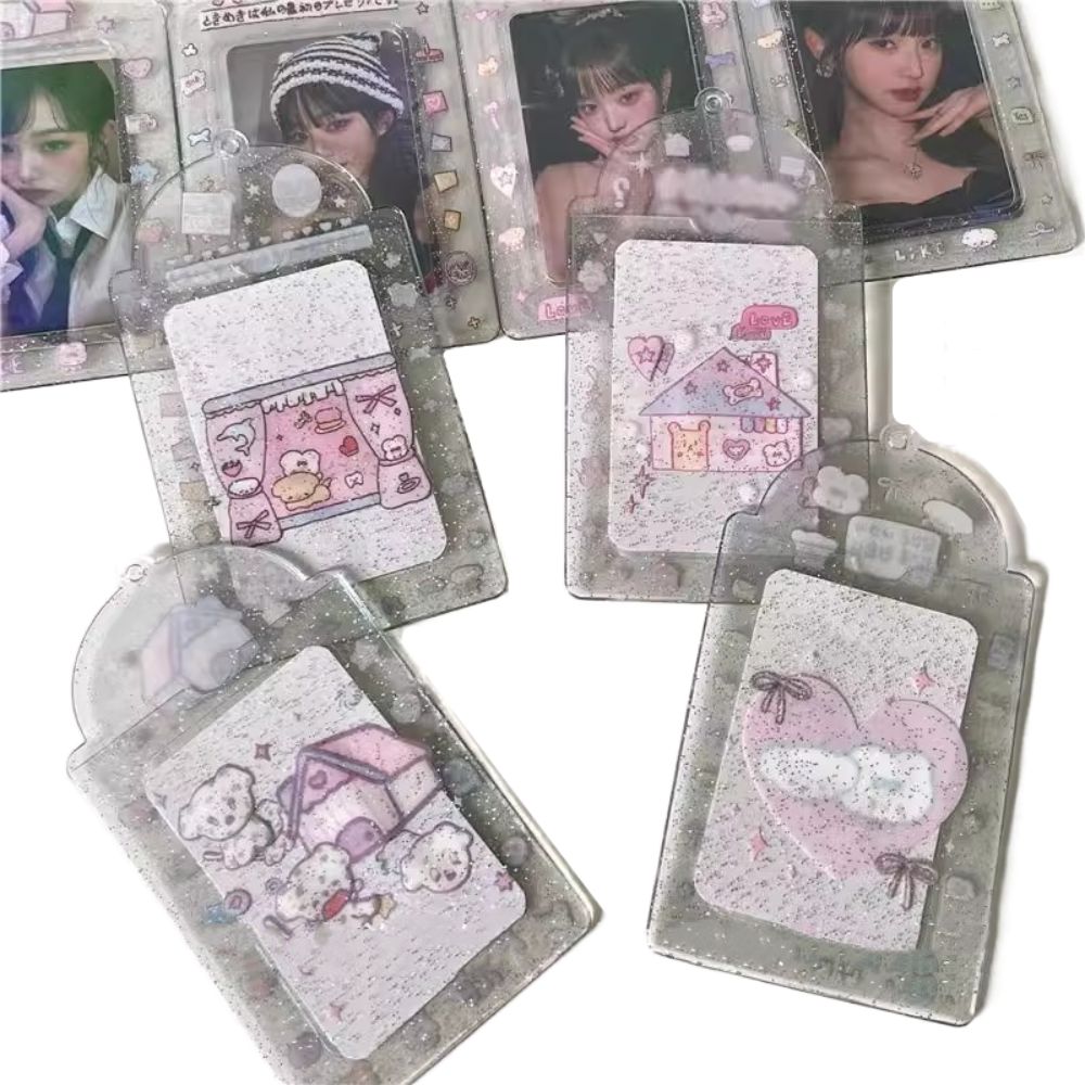 Protective Sleeves Transparent Photocard Holder Kawaii House Sweet Girls Idol Card Pendant PVC Clear Photo Card Organizer Bag Pendant