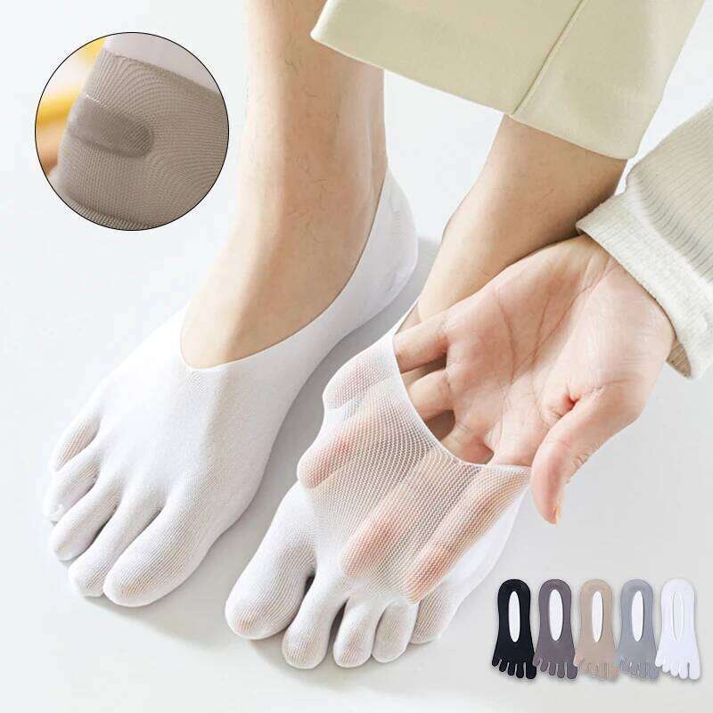 1 Pair Men Toe Socks Sweat-absorbing Breathable Sweat Women Invisible Sock with Fingers Comfortable Elastic No-Show Slipper Sox