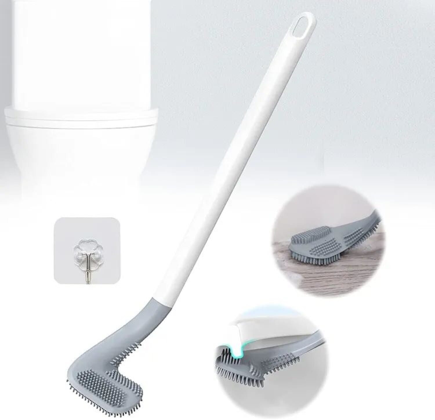 Silicone Toilet Brush Scrubber Deep Cleaner Hockey Shape | 360 Degree Cleaning Golf Club Design Toilet Brush