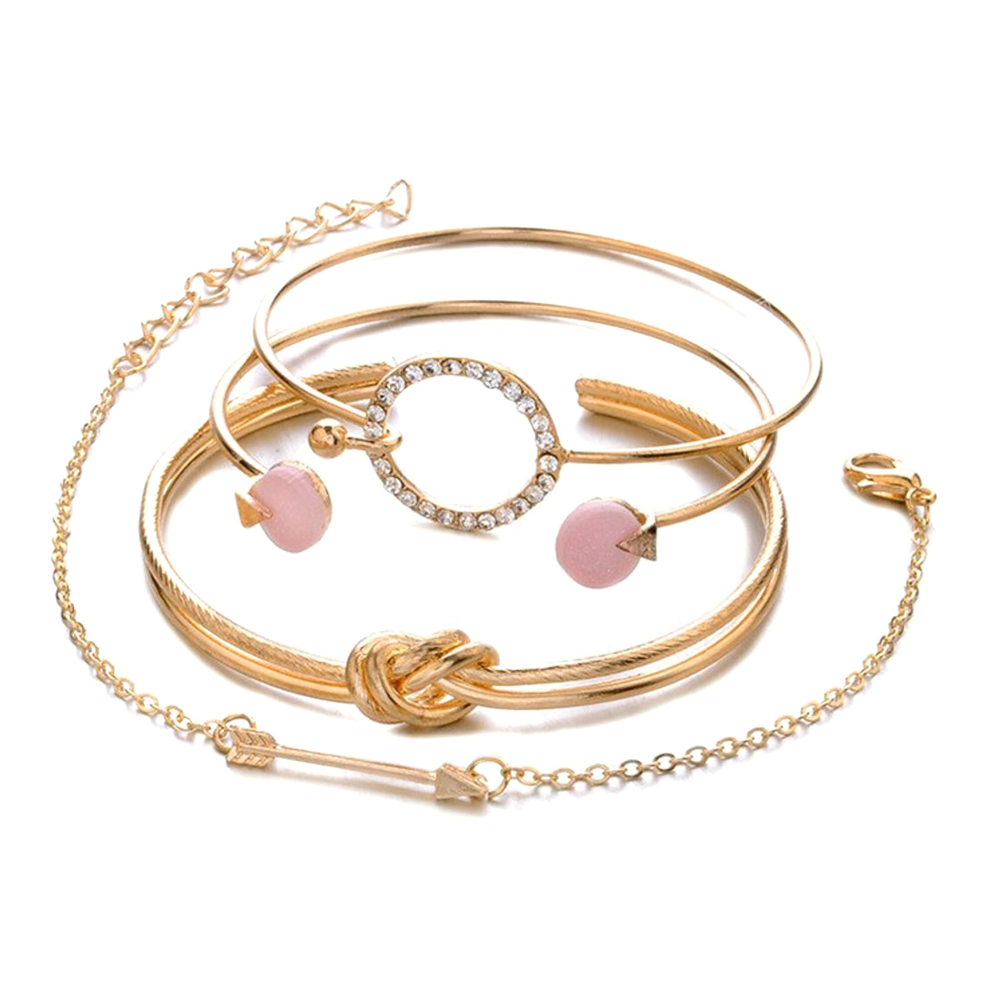 Enacolor 4 Pcs/Set Boho Vintage Charm Open Bracelets for