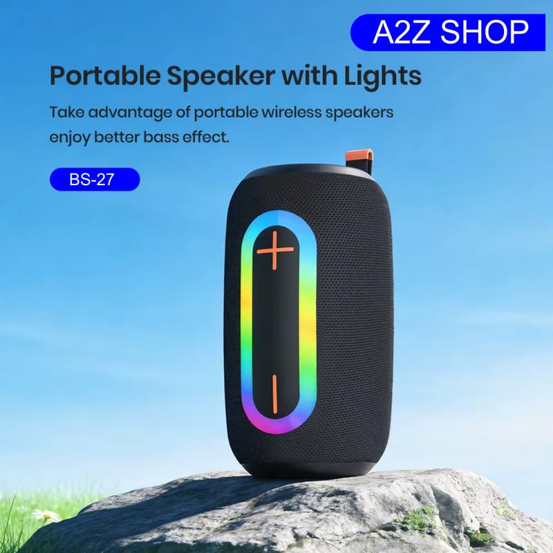 BS-27 Portable Bluetooth Speaker 20W Loud Stereo Sound 5.4 Wireless Outdoor Waterproof Speaker with RGB Lights TWS Dual Pairing Mic AUX TF Card for Xiaomi Black Shark Pad Tablet Phone